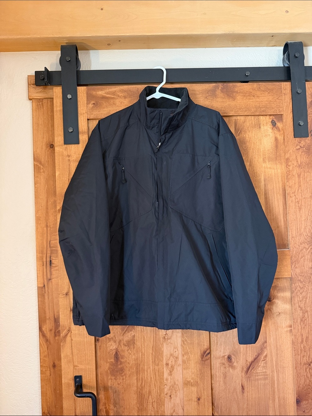 Men's Black Half-Zip Windbreaker Jacket